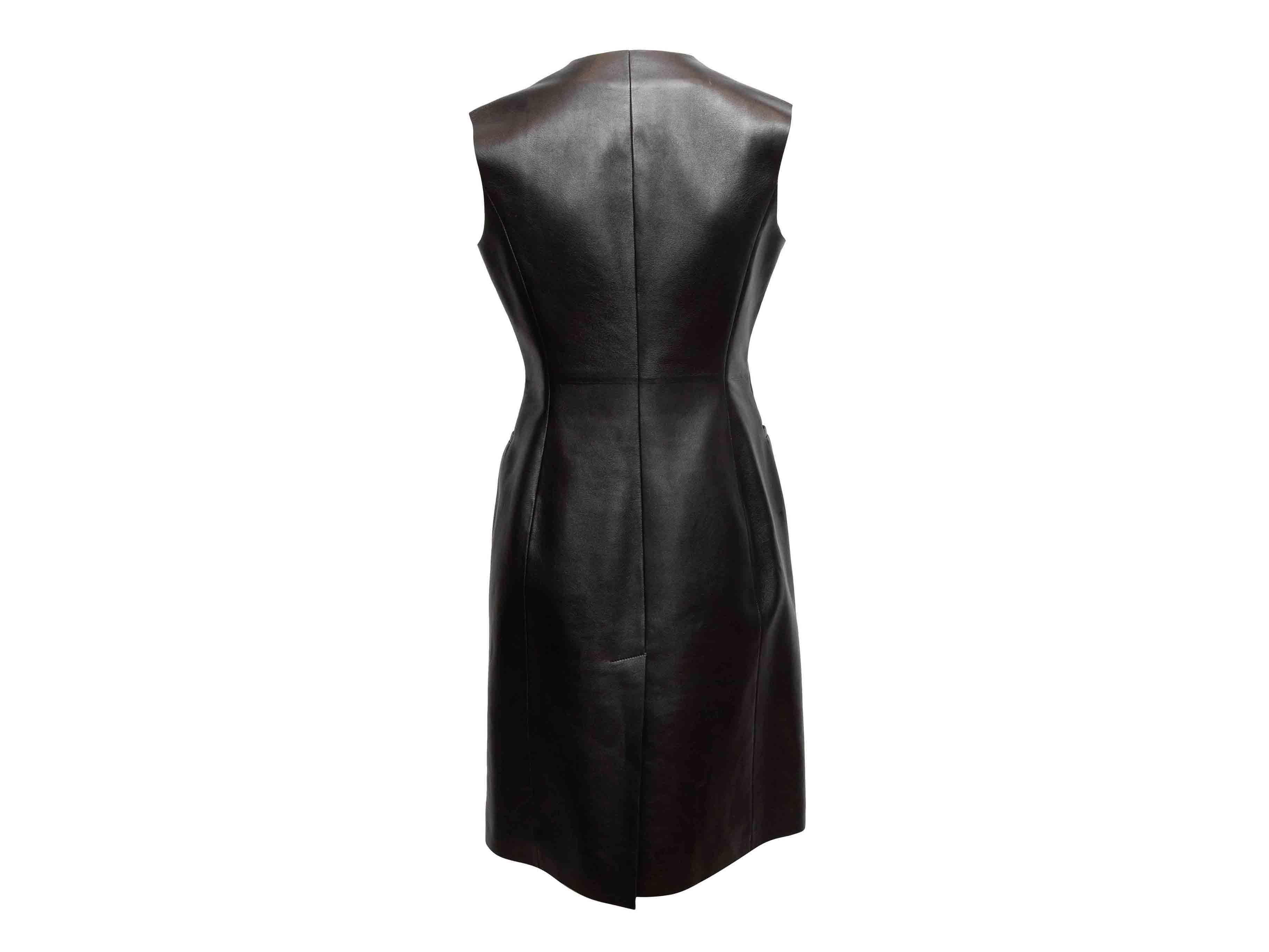 Schwarzes Givenchy ärmelloses Leder Ausschnitt Kleid Größe FR 36 im Zustand „Gut“ im Angebot in New York, NY