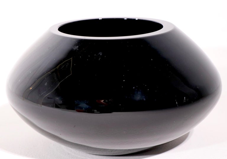 Black Glass Art Deco Bowl Att. to Sakier for Fostoria For Sale at