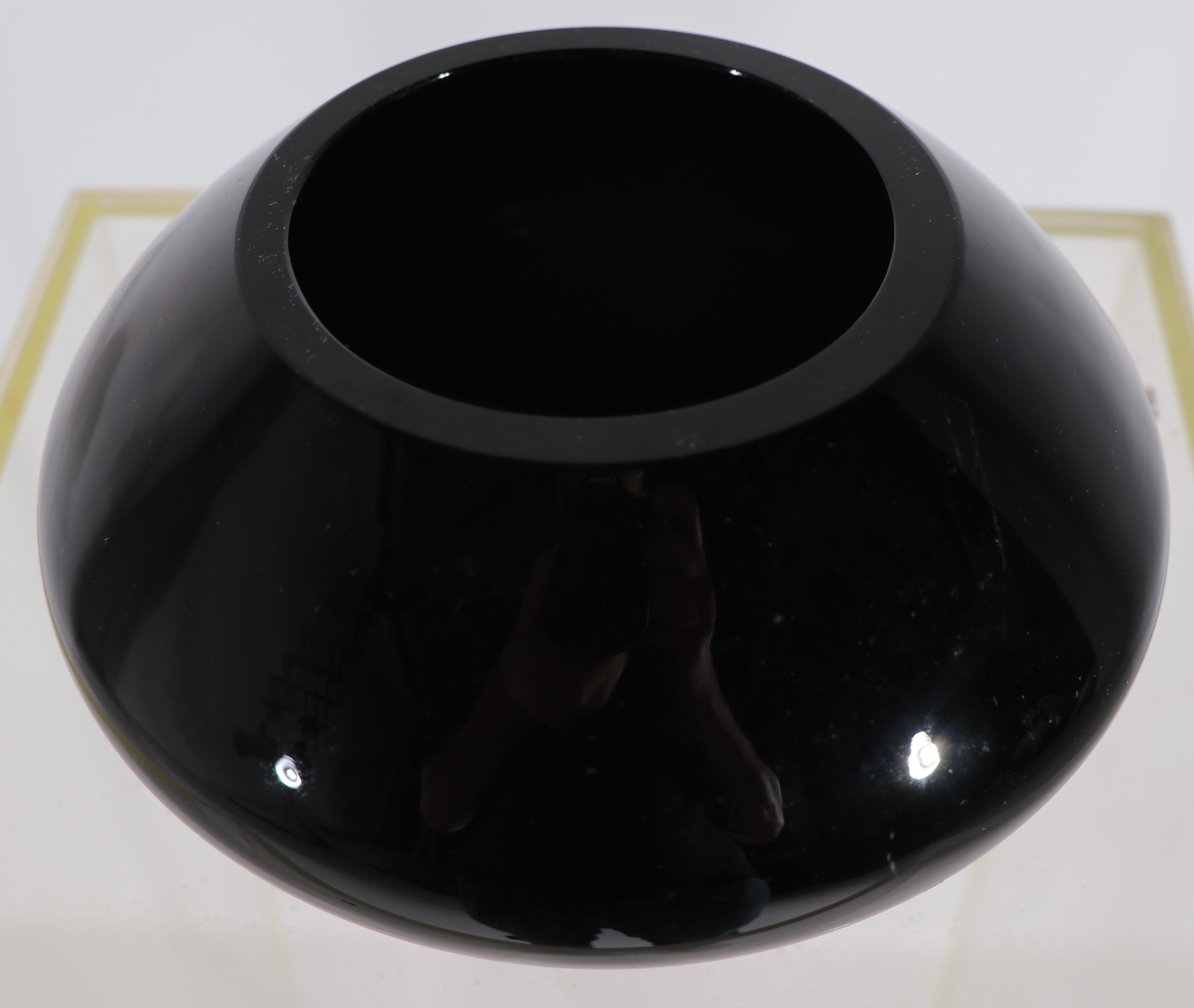 American Black Glass Art Deco Bowl Att. to Sakier for Fostoria