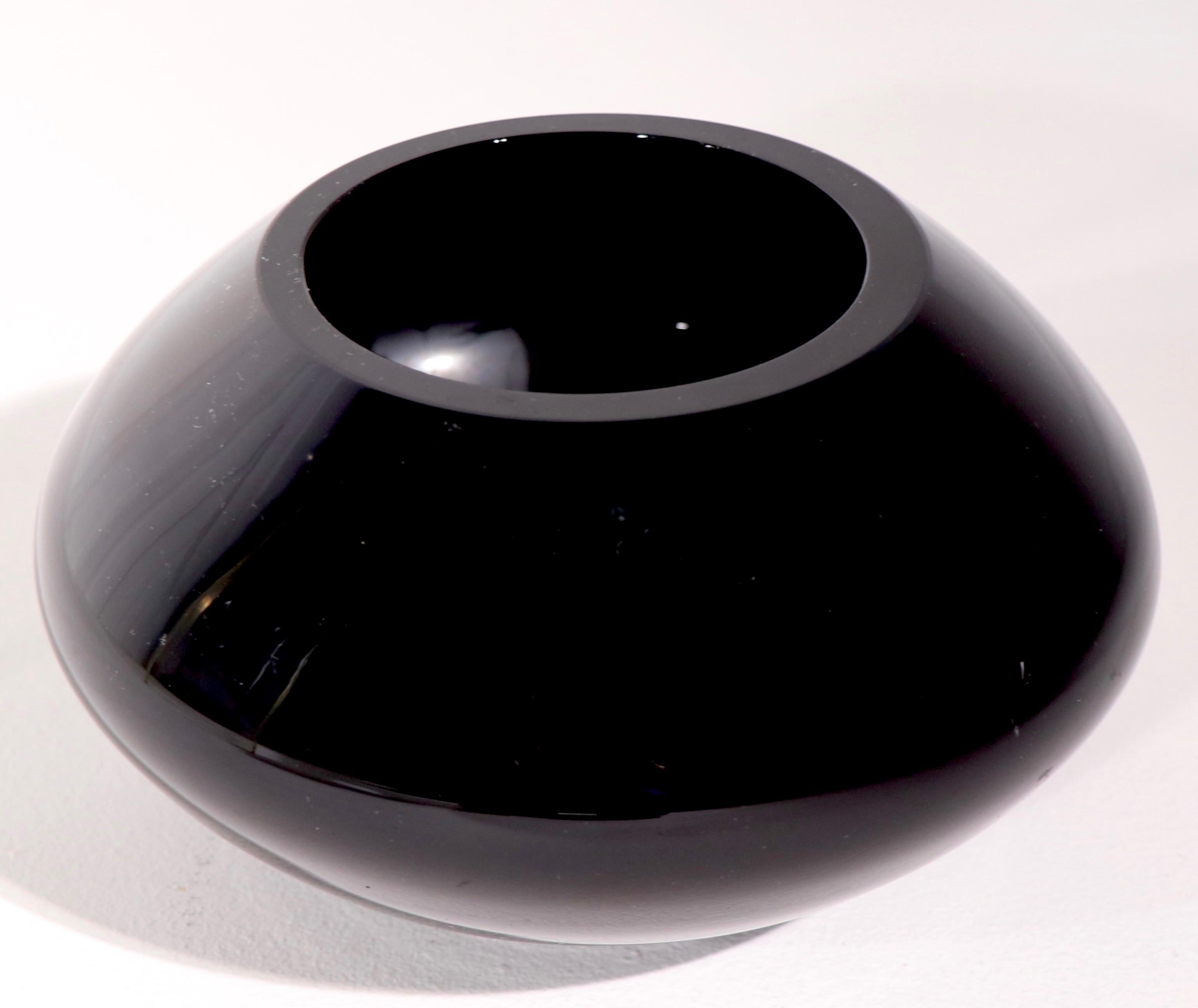 20th Century Black Glass Art Deco Bowl Att. to Sakier for Fostoria