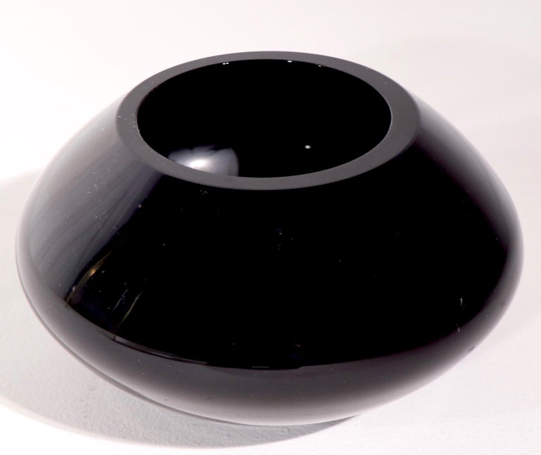 Black Glass Art Deco Bowl Att. to Sakier for Fostoria For Sale at