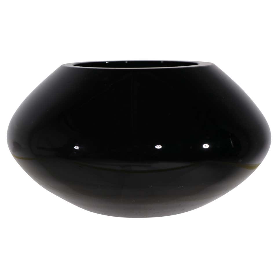 Art Deco Clear Glass Bowl with Black Base by Keith Murray For Sale at ...
