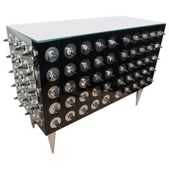 Black Glass Cabinet with Pointed Glass Studs