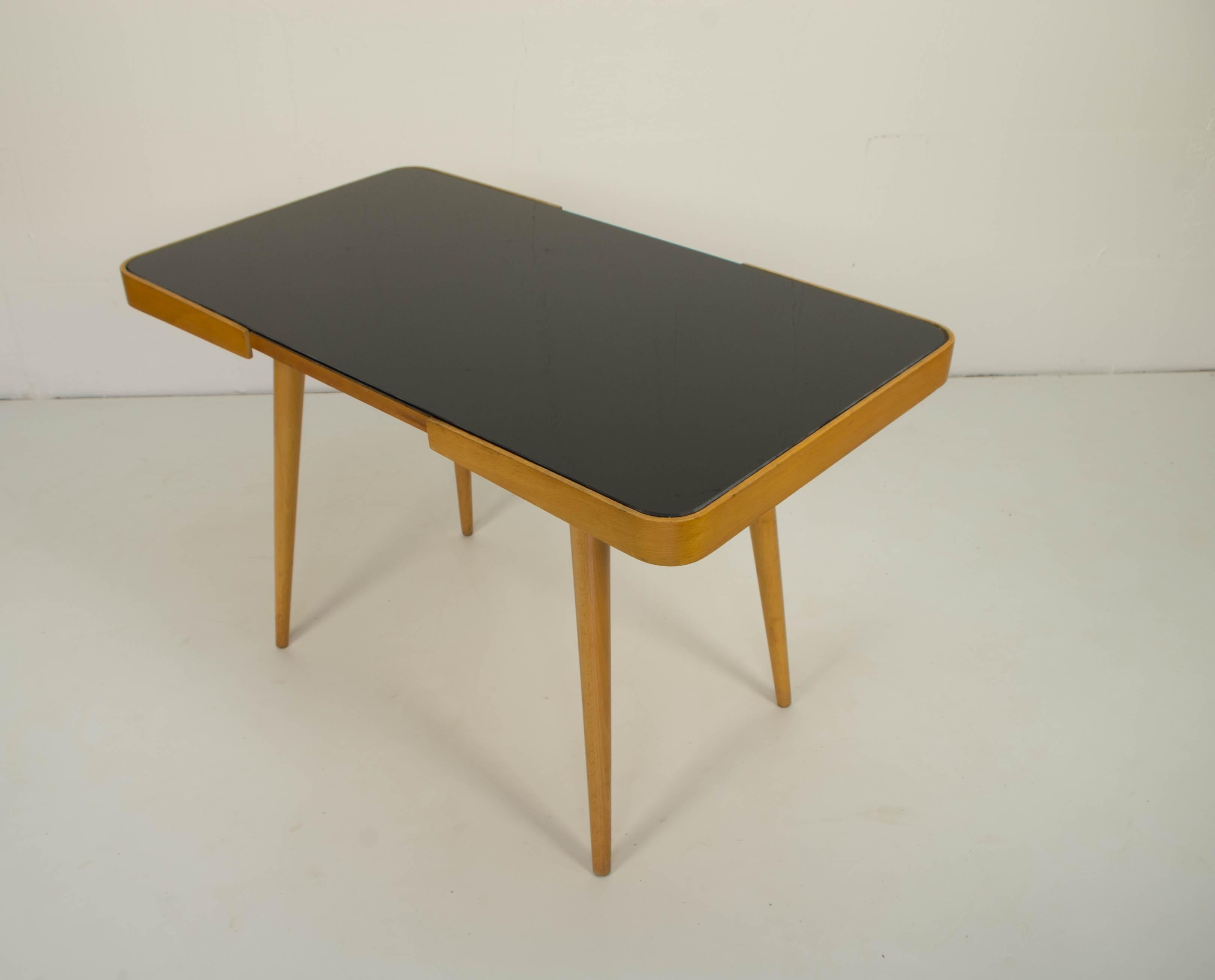 Black Glass Coffee Table by Jiri Jiroutek, 1960s In Good Condition In Praha, CZ