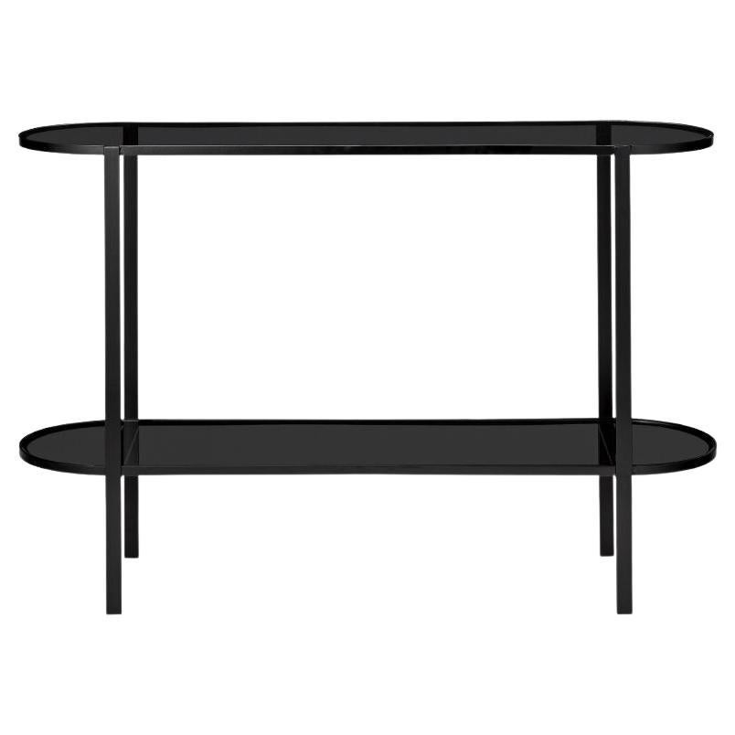 Black Glass Contemporary Console Table For Sale