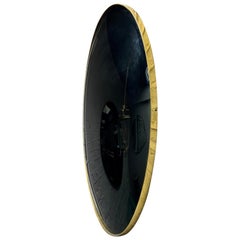 Schwarzer konvexer ovaler Spiegel aus schwarzem Glas