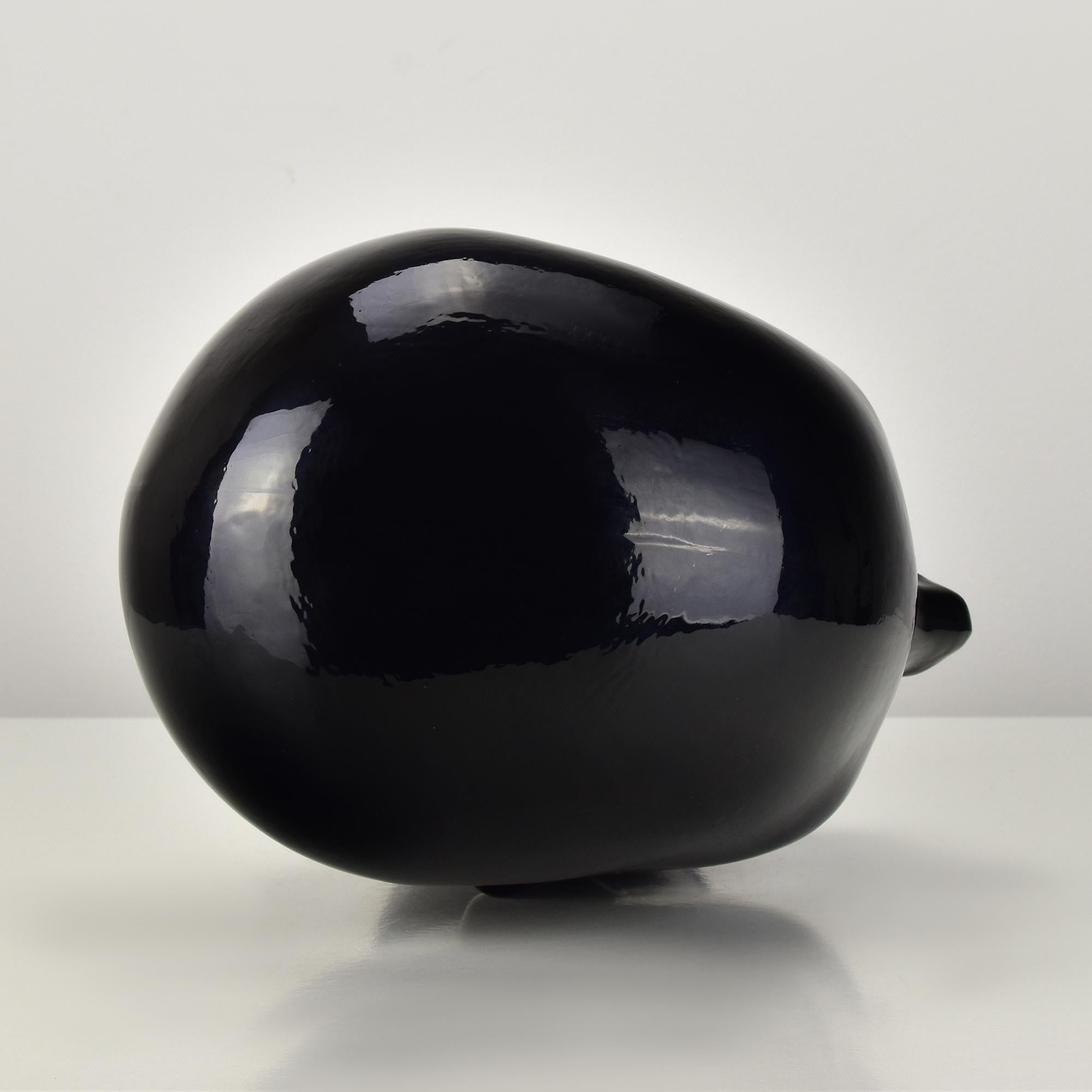 Black Glass Mannequin Head Sculpture, 1970s German Decorative Design For Sale 1