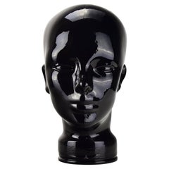 Schwarze Glas-Mannequin-Kopf-Skulptur, 1970er Jahre, deutsches dekoratives Design