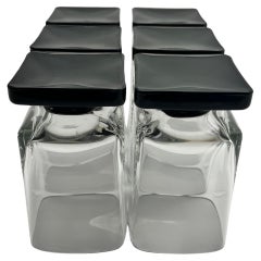 Copas de cóctel de pie cuadrado de cristal negro Años 70