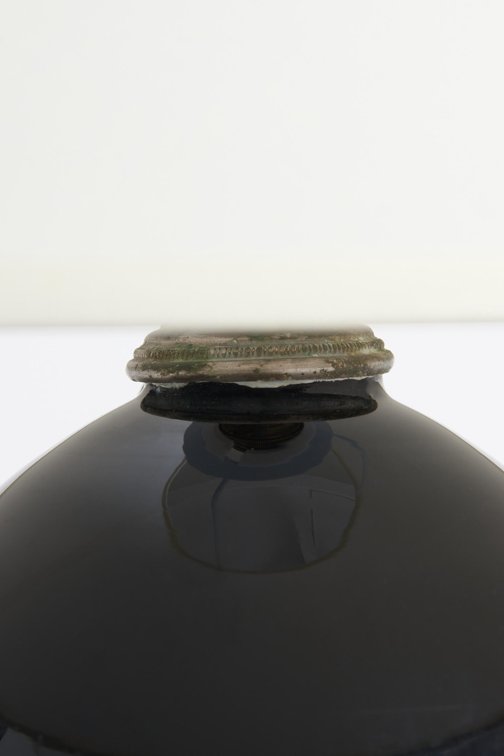 Mid-Century Modern Black Glass Table Lamp