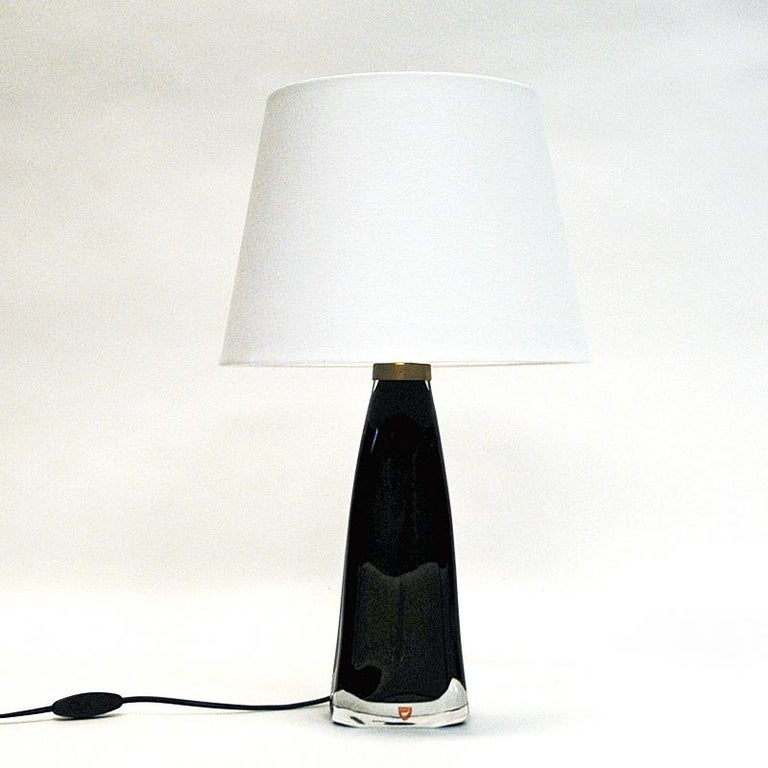 Scandinavian Modern Black Glass Tablelamp RD1323 by Carl Fagerlund for Orrefors, Sweden, 1960s