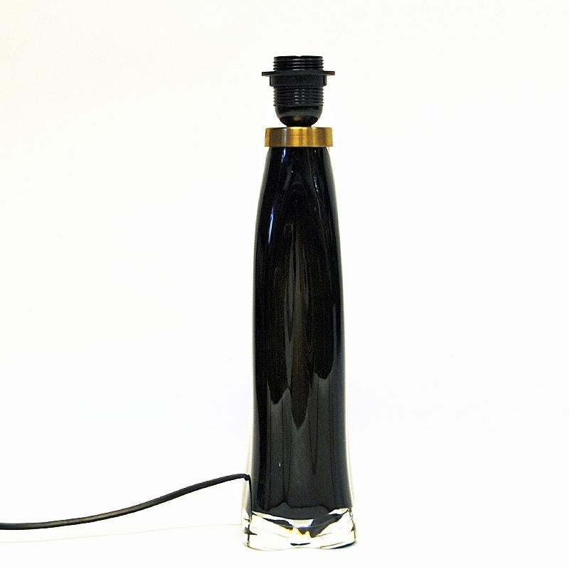 Swedish Black Glass Tablelamp RD1323 by Carl Fagerlund for Orrefors, Sweden, 1960s