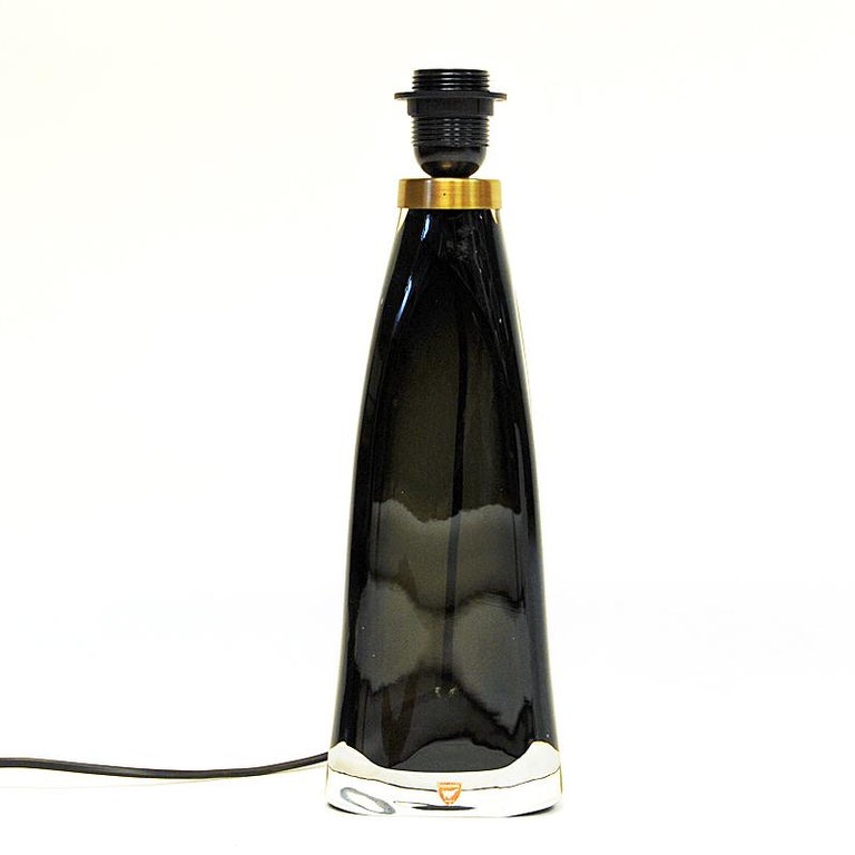 Black Glass Tablelamp RD1323 by Carl Fagerlund for Orrefors, Sweden, 1960s In Good Condition In Stockholm, SE