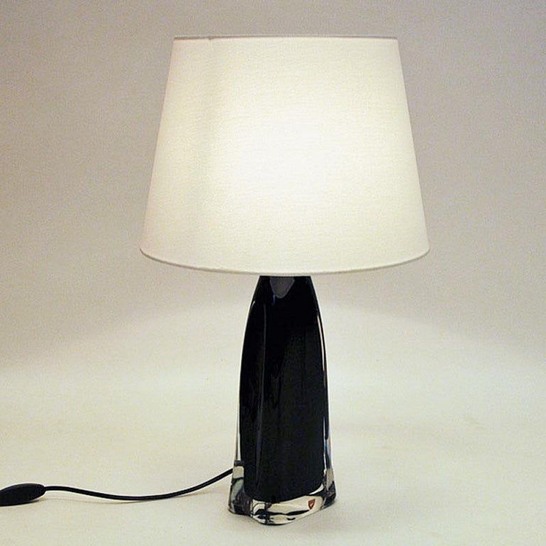 Mid-20th Century Black Glass Tablelamp RD1323 by Carl Fagerlund for Orrefors, Sweden, 1960s