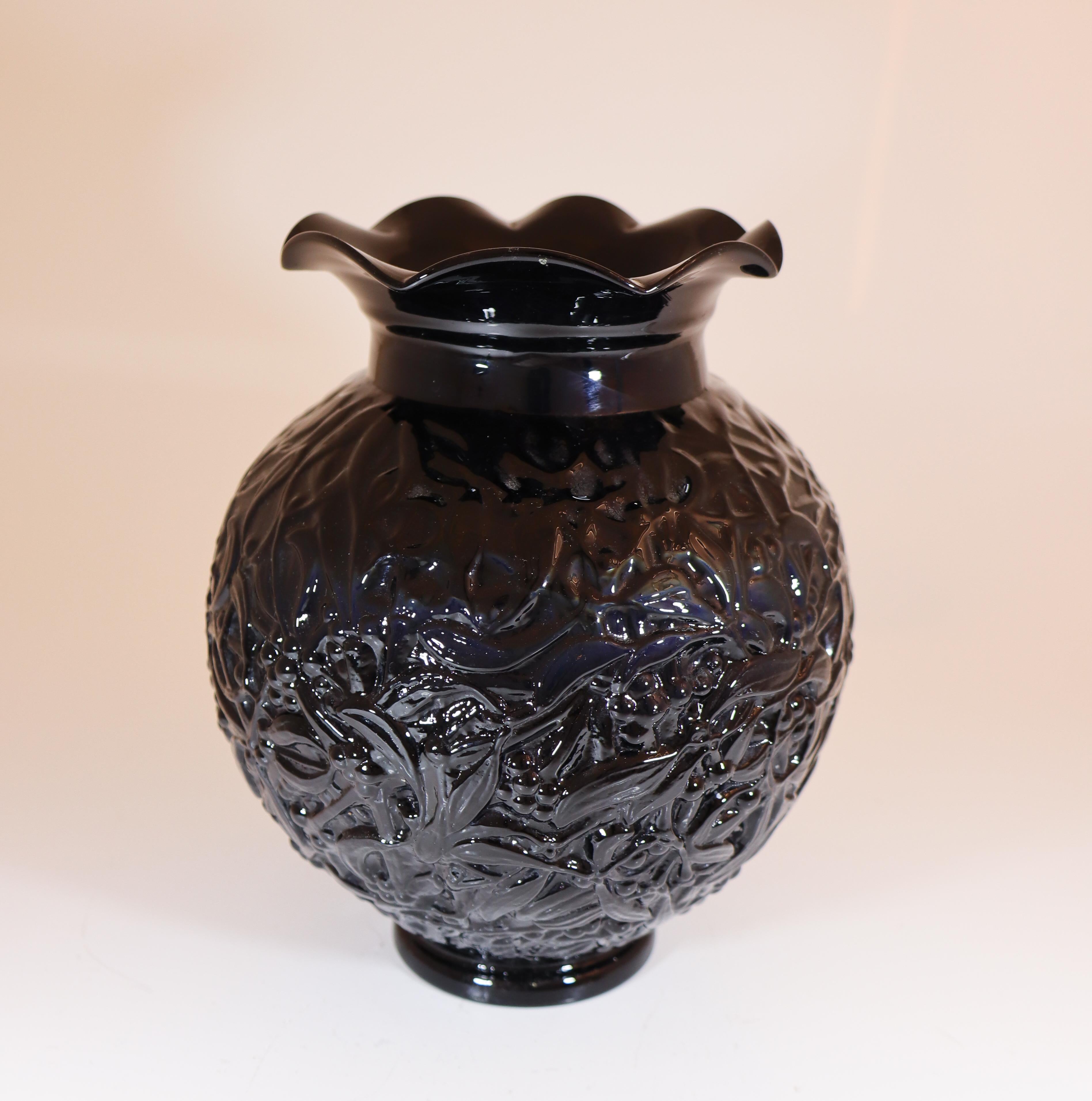 Schwarze Vase aus schwarzem Glas - Edvin Ollers - Elme Glassworks, Schweden 1930er Jahre im Angebot 2