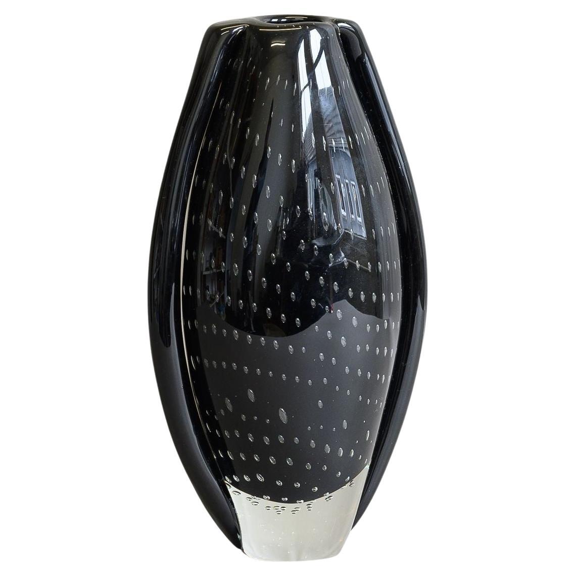 Jarrón de cristal negro en venta