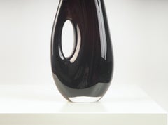 Black Glass Vase with a Hole by Vicke Lindstrand at Kosta, Sweden