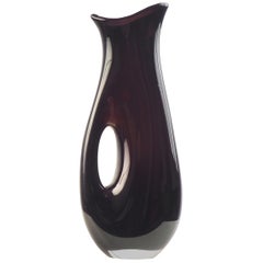 Black Glass Vase with a Hole by Vicke Lindstrand at Kosta, Sweden