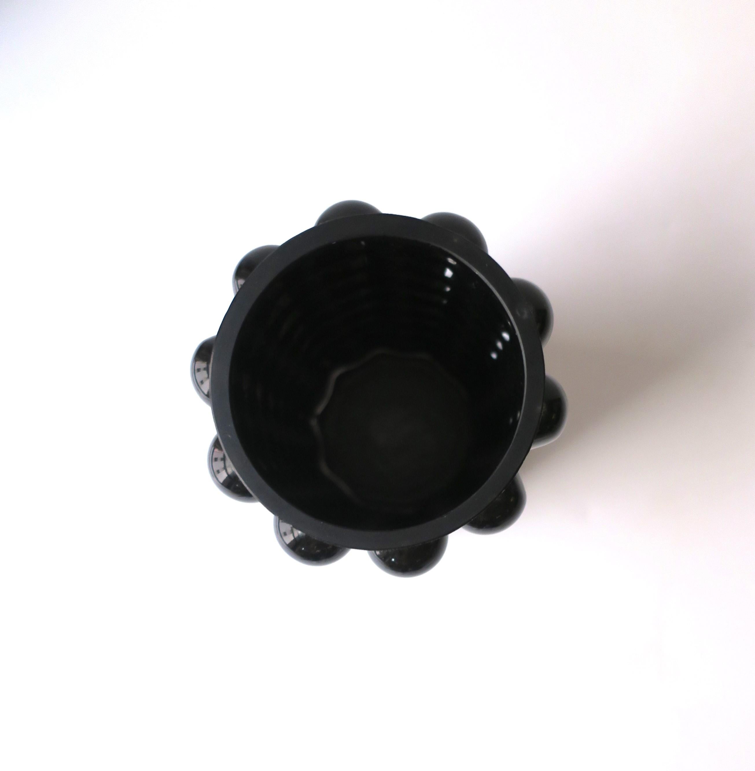 Black Glass Vase with Ball Sphere Design in the Modern Deco Style For Sale 1