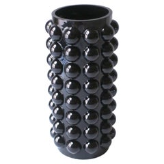 Black Glass Vase with Ball Sphere Design in the Modern Deco Style