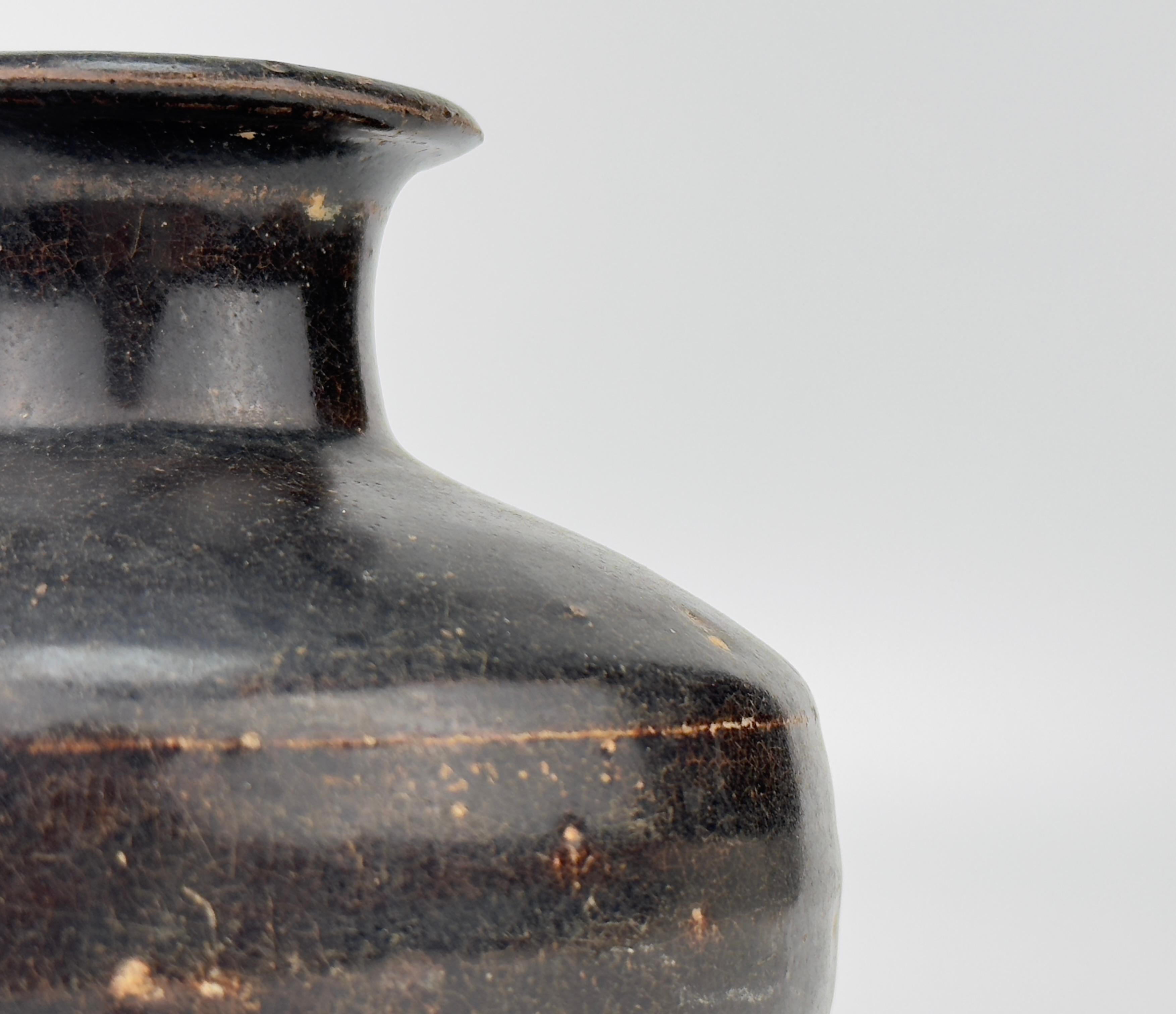 18th Century and Earlier Black glazed bottle, Late Ming Era(16-17th century) For Sale
