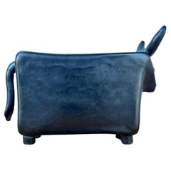 black glazed ceramic bull by Cloutier 1960's