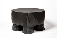 Black glazed ceramic coffee table, matte and glossy by Mia Jensen, 2025.