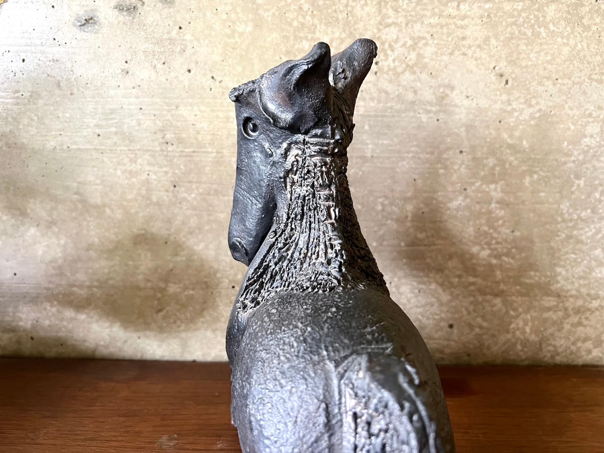 Black glazed ceramic horse sculpture signed Pouchain – Circa 1960 in vendita 9