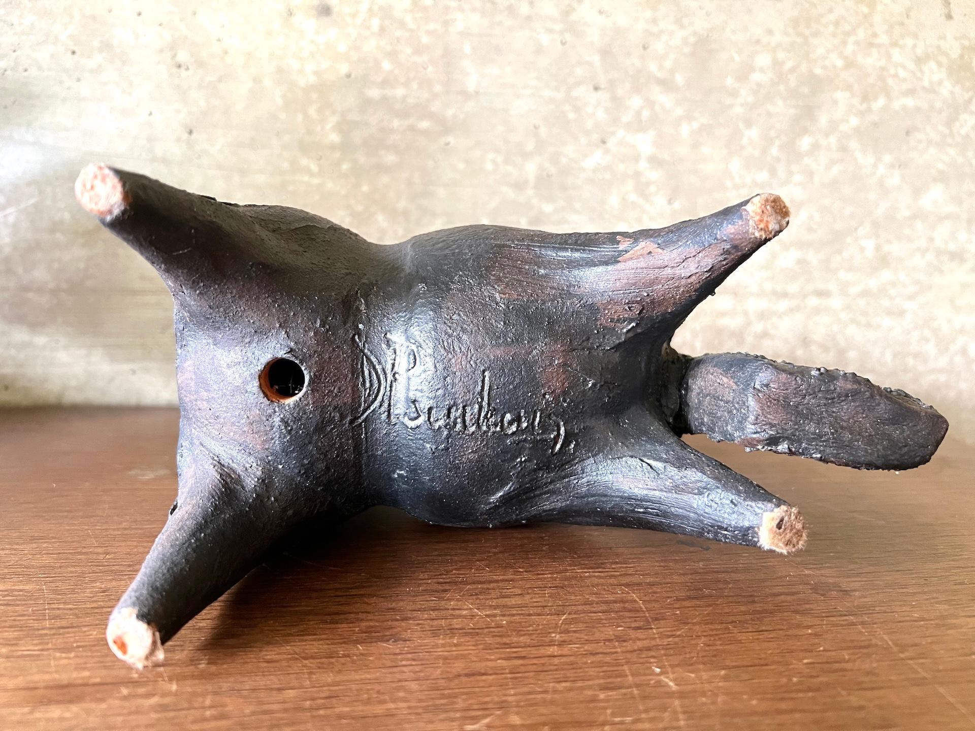 Black glazed ceramic horse sculpture signed Pouchain – Circa 1960 in vendita 11