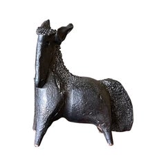 Scultura di cavallo in ceramica nera smaltata firmata Pouchain - CIRCA 1960