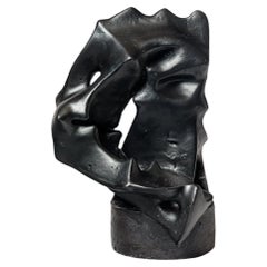 Sculpture en céramique émaillée noire de Michel Lanos, vers 1990