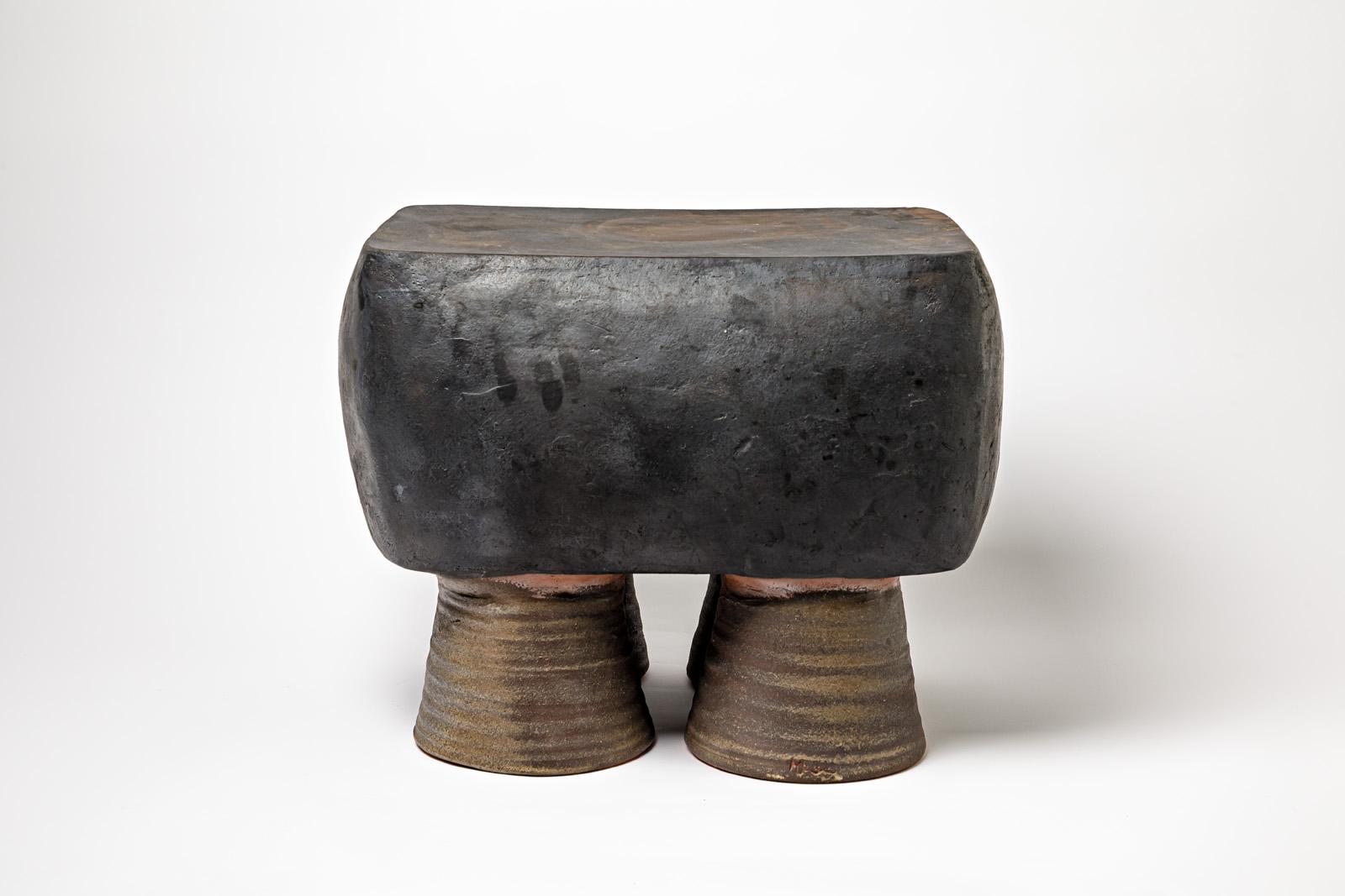 Black Glazed Ceramic Stool or Coffee Table by Mia Jensen, 2023 In New Condition In Saint-Ouen, FR