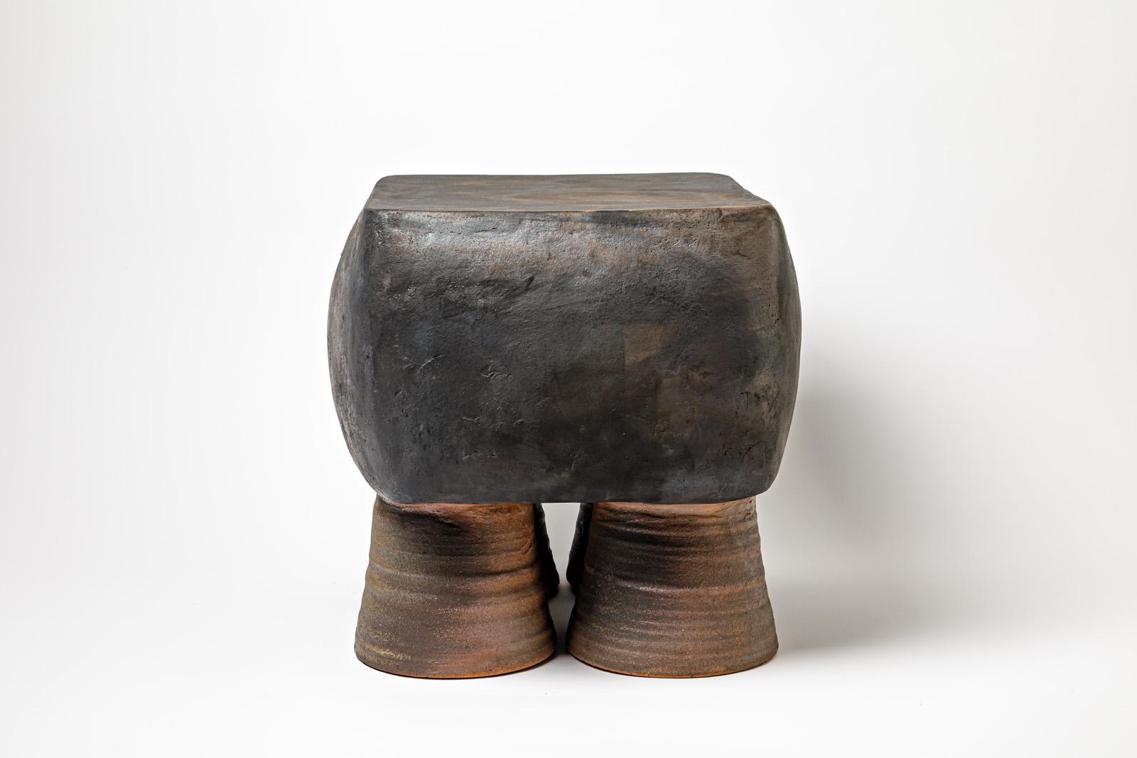 Contemporary Black Glazed Ceramic Stool or Coffee Table by Mia Jensen, 2023