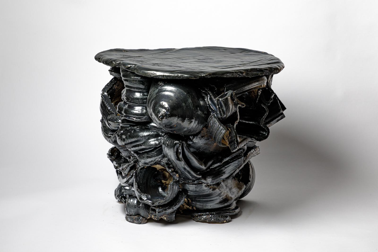 Mesa de cerámica esmaltada negra de Patrick Crulis, 2024 Bellas artes en venta