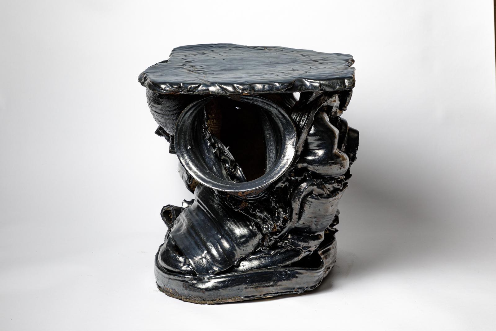 Schwarz glasierter Keramiktisch von Patrick Crulis, 2024 im Zustand „Neu“ im Angebot in Saint-Ouen, FR