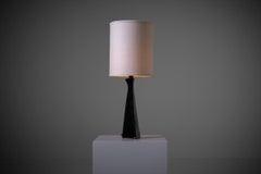 Black Glazed Ceramic Table Lamp by Colette Houtman, France, 1970s
