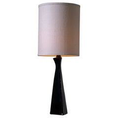 Black Glazed Ceramic Table Lamp by Colette Houtman, France, 1970s