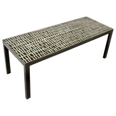 Georges Jouve in the Style of Black Glazed Ceramic Tiled Inlaid Coffee Table 