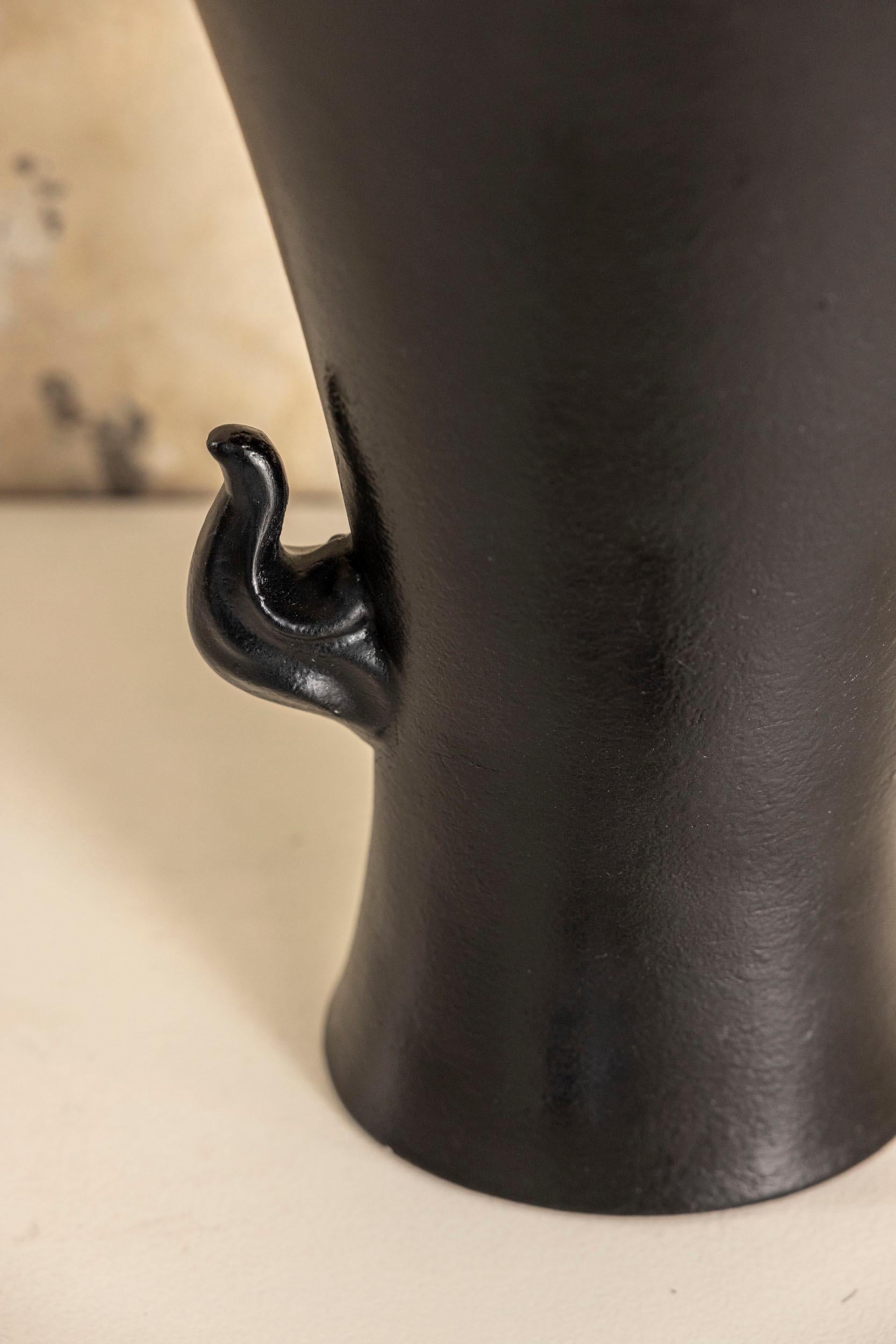 Metà XX secolo Vaso in ceramica smaltata nera di Antonia Campi, Laveno, Italia anni '50 in vendita