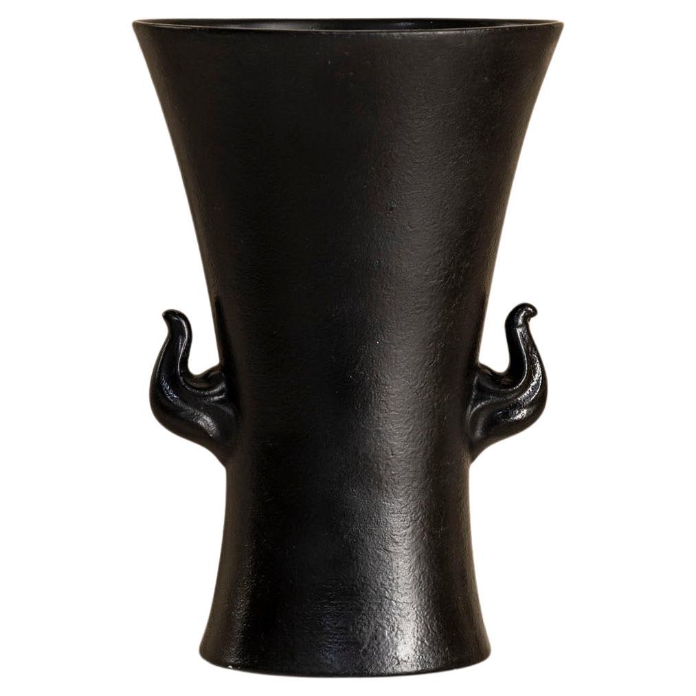 Vaso in ceramica smaltata nera di Antonia Campi, Laveno, Italia anni '50