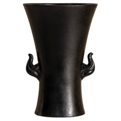 Vaso in ceramica smaltata nera di Antonia Campi, Laveno, Italia anni '50