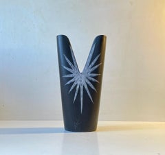 Black Glazed Modernist Vase by Svend Aage Holm-Sørensen, Søholm, 1950s