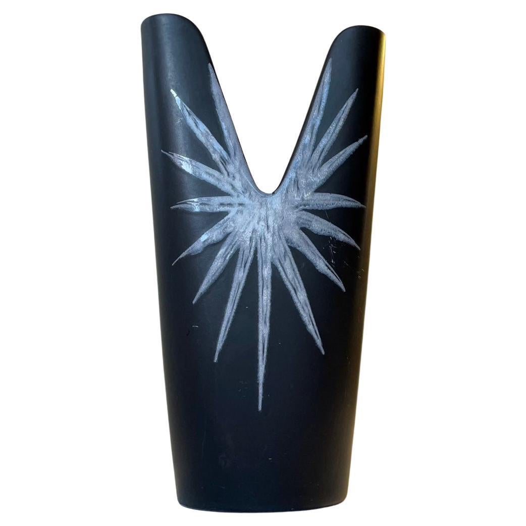 Black Glazed Modernist Vase by Svend Aage Holm-Sørensen, Søholm, 1950s
