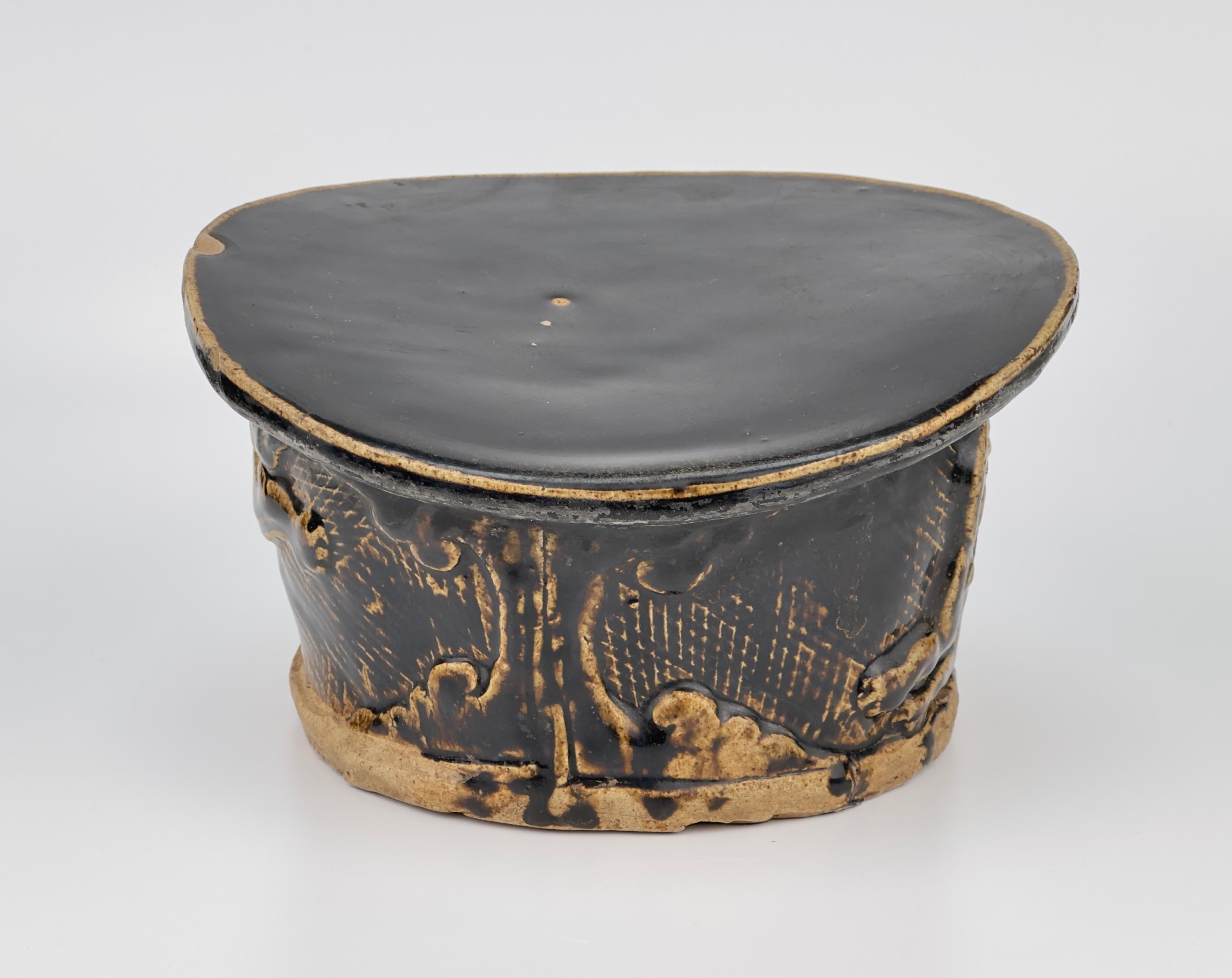 Ceramic Black-glazed Lion Pillow, Northern Song-Jin Dynasty For Sale