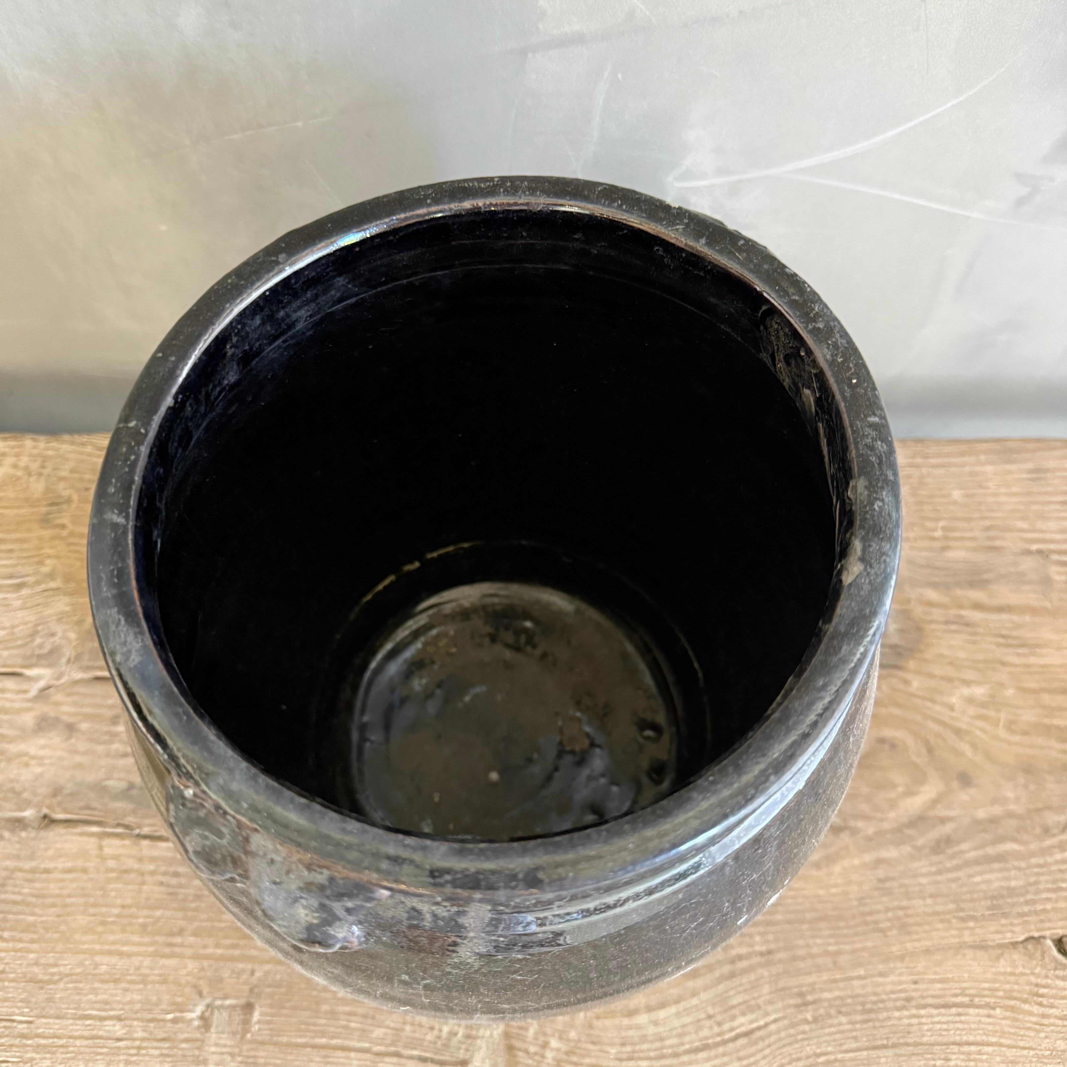 Clay Black Glazed Pottery Wabi Sabi Style For Sale