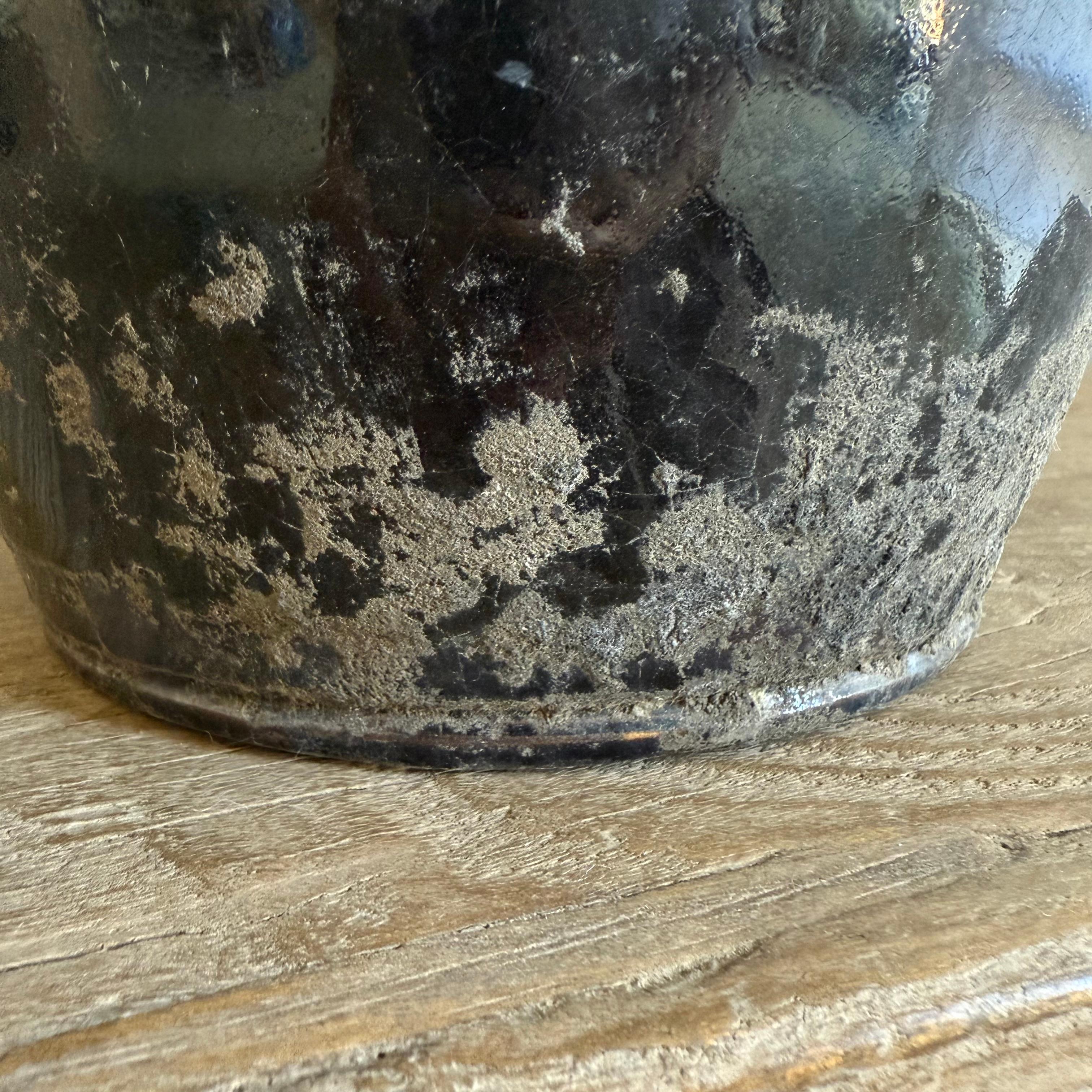 Black Glazed Pottery Wabi Sabi Style For Sale 1