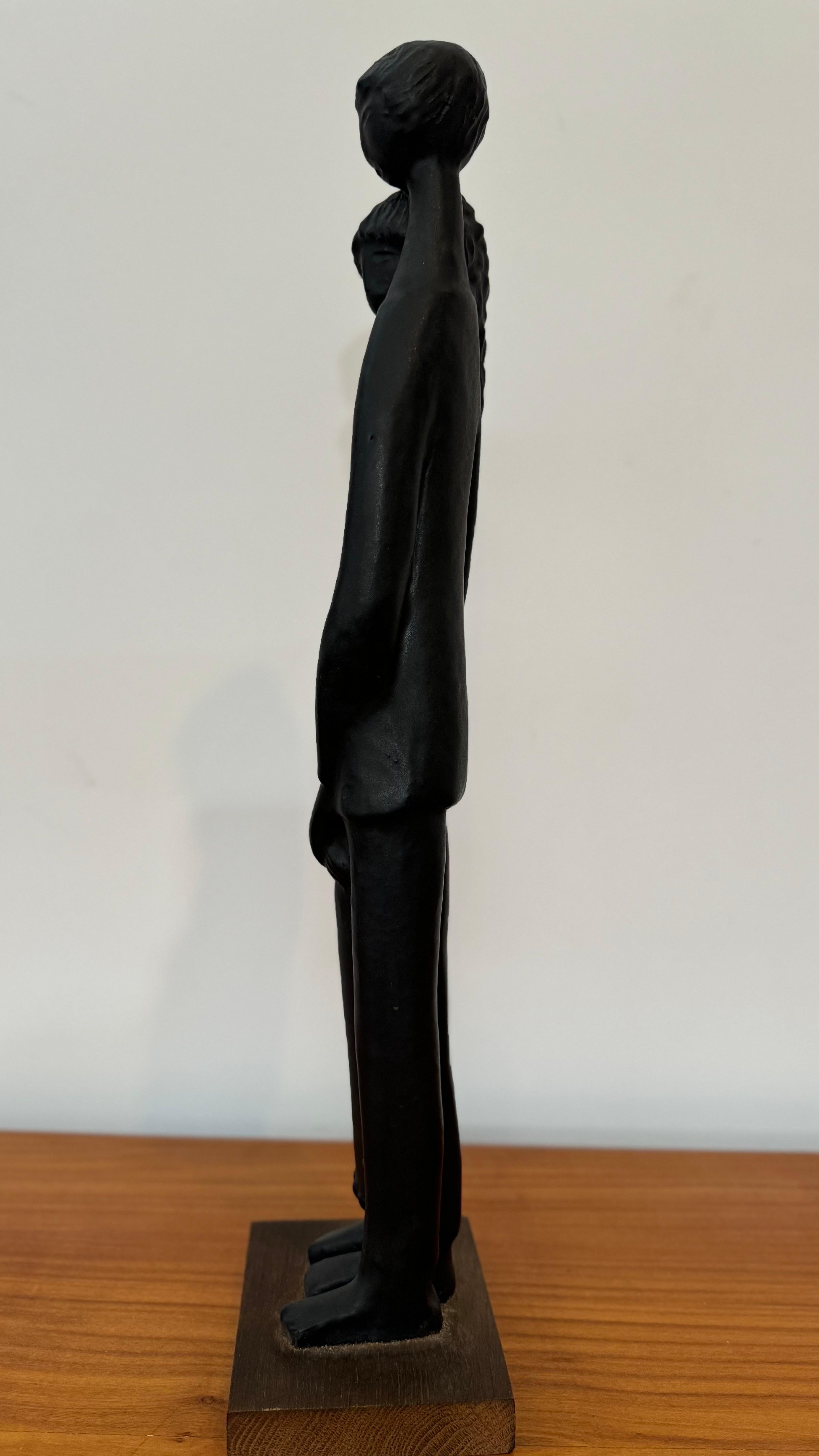 Schwarz glasierte Skulptur aus Keramik von Elie Van Damme, Belgien, 1960er Jahre im Angebot 3