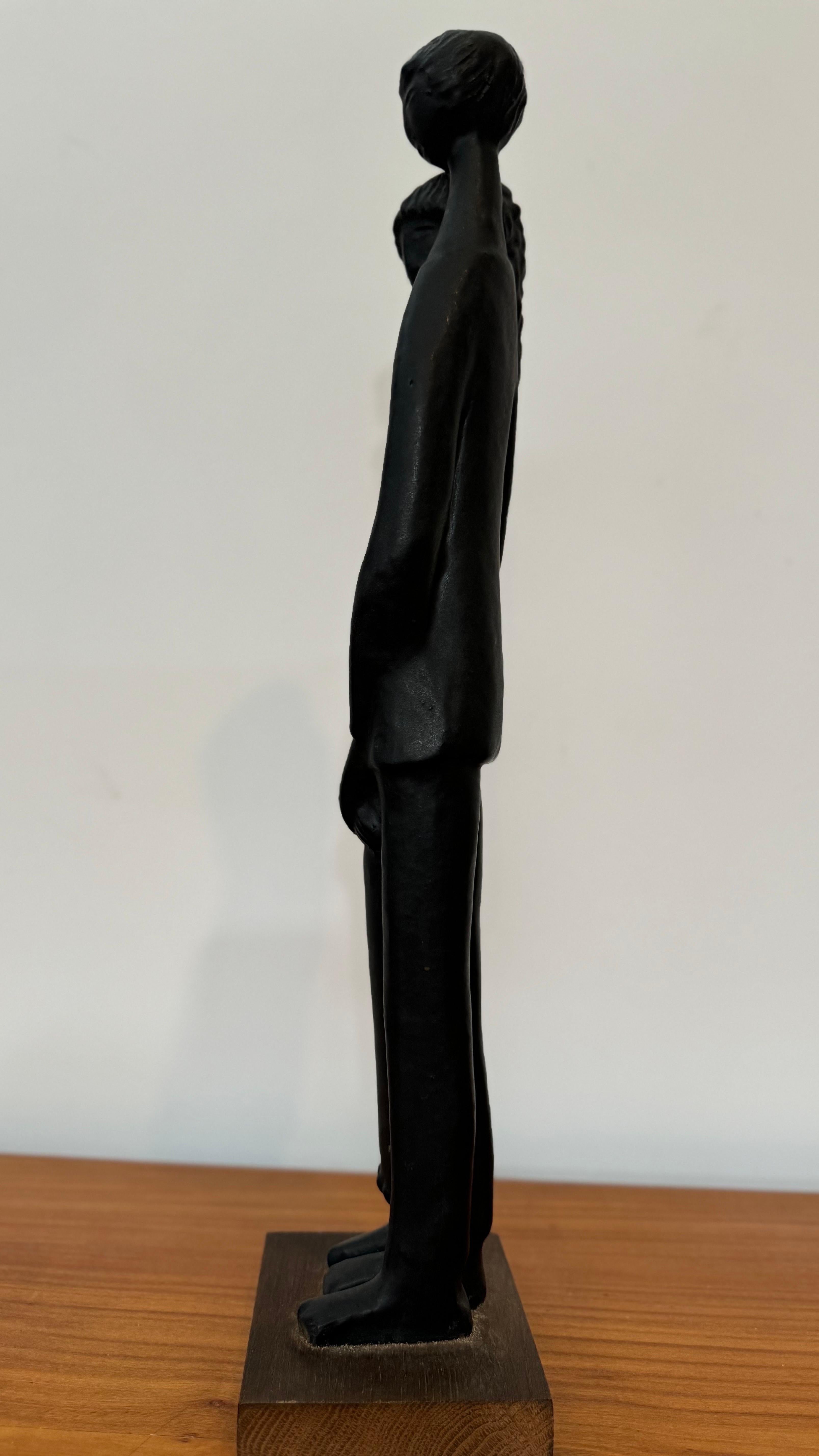 Schwarz glasierte Skulptur aus Keramik von Elie Van Damme, Belgien, 1960er Jahre im Angebot 4