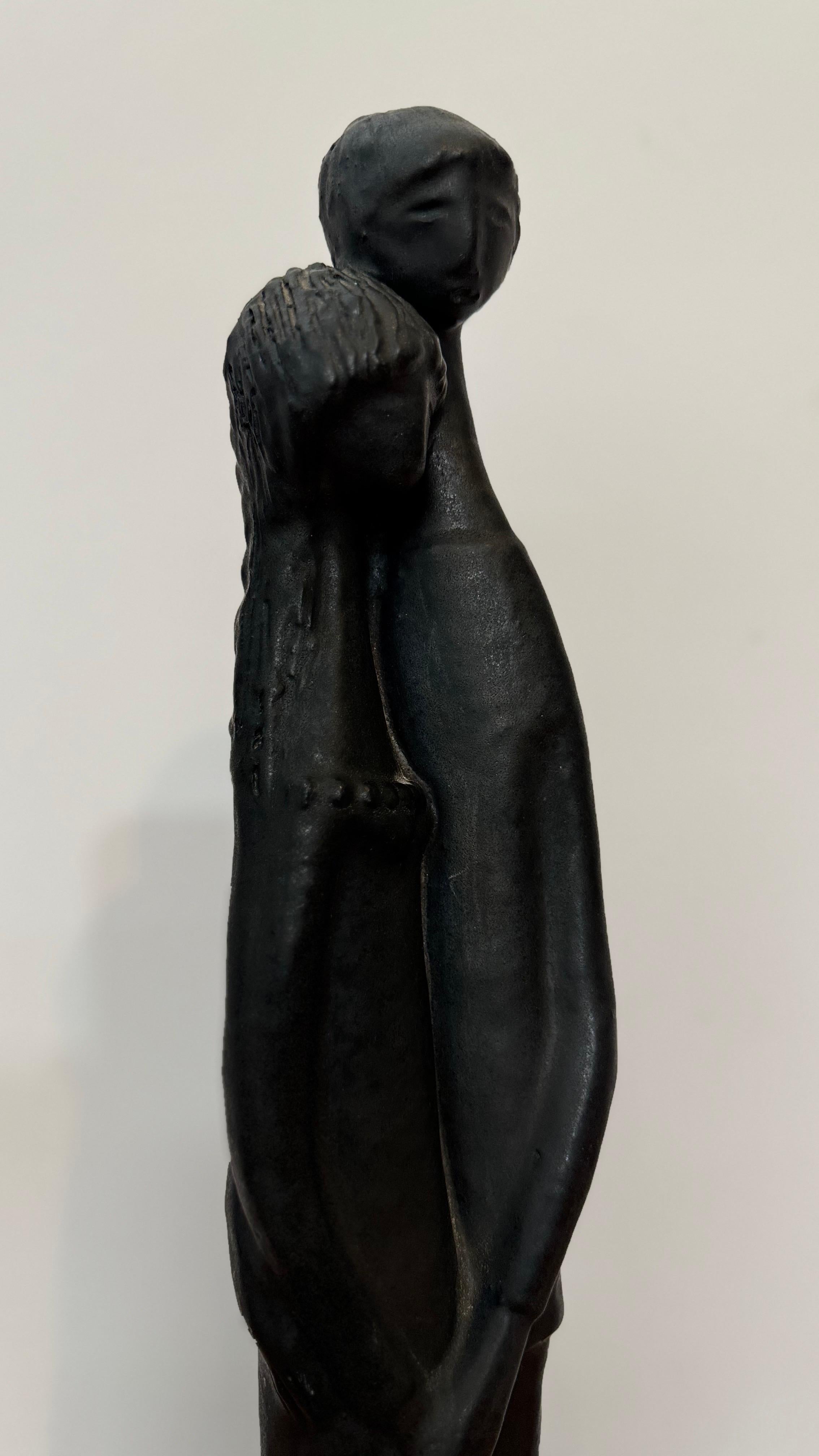 Schwarz glasierte Skulptur aus Keramik von Elie Van Damme, Belgien, 1960er Jahre im Angebot 5