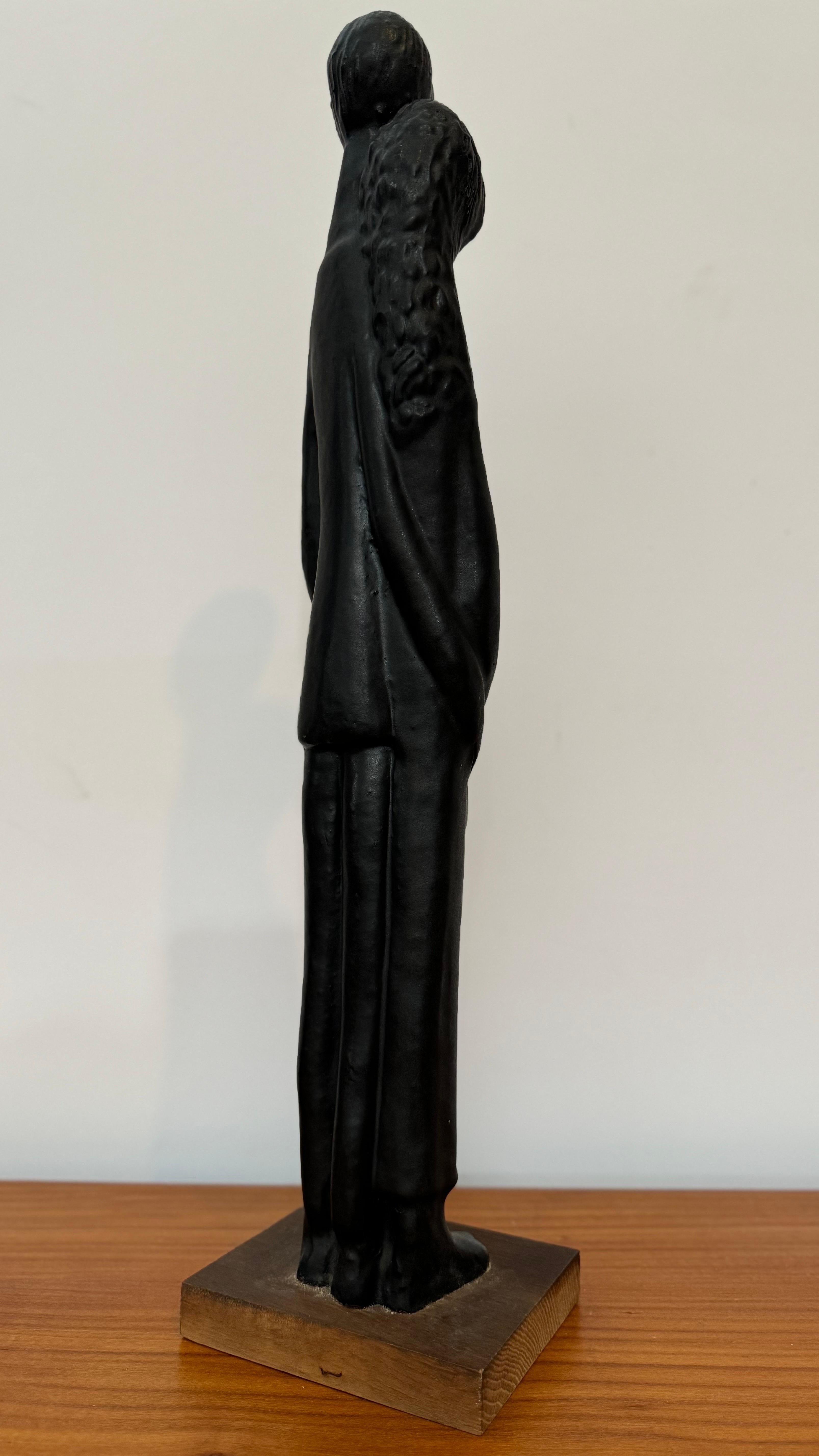 Schwarz glasierte Skulptur aus Keramik von Elie Van Damme, Belgien, 1960er Jahre im Angebot 6